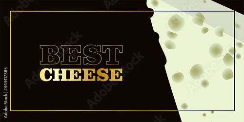 the best cheese. Horizontal banner advertising cheese. Promo poster. Stylish modern vector illustration..