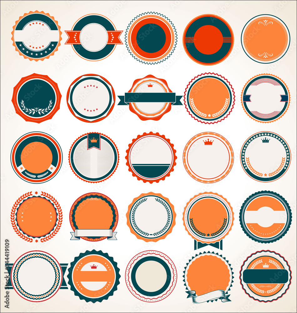 Collection of flat shields badges and labels retro style Collection of flat shields badges and labels retro style
