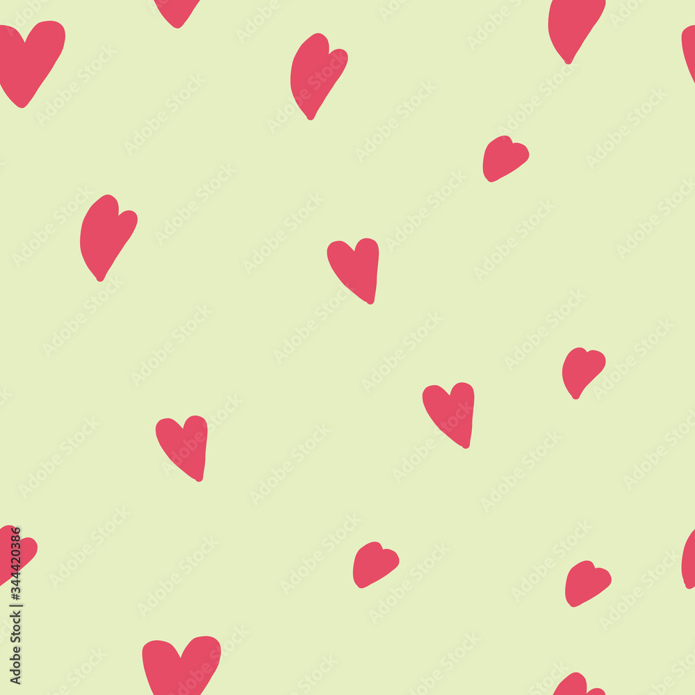 Valentines day seamless pattern doodle heart background pattern. Marker drawn different heart shapes. Hand drawn ornament.