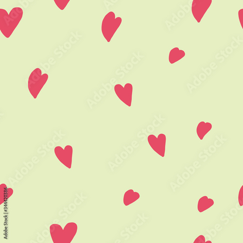 Valentines day seamless pattern doodle heart background pattern. Marker drawn different heart shapes. Hand drawn ornament.