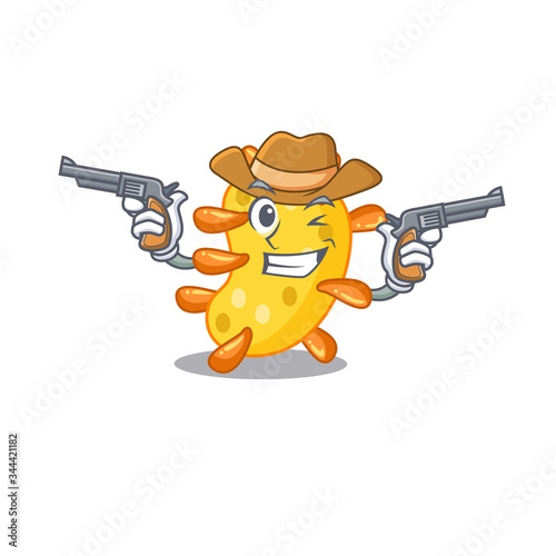Cute handsome cowboy of vibrio cartoon character with guns