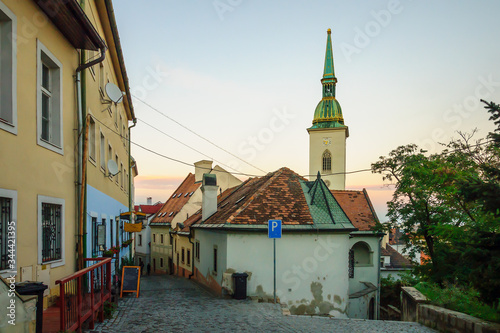 Alleys with St. Martins Cathedral, in Bratislava