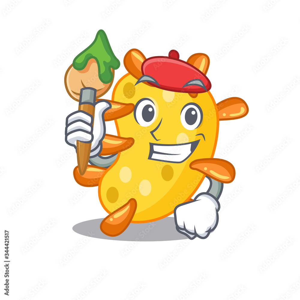 A creative vibrio artist mascot design style paint with a brush
