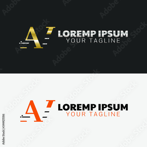 Initial Letter capital logo icon design template elements. Modern line logo with gold silver luxury style. Can be used for business, company group, consulting, finance. Vector Illustration.