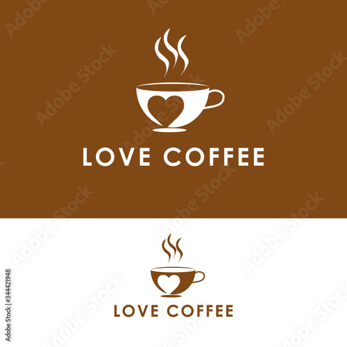 coffee logo design. with the concept of a cup of glass combined with the symbol of love. suitable logo used for your cafe or restaurant