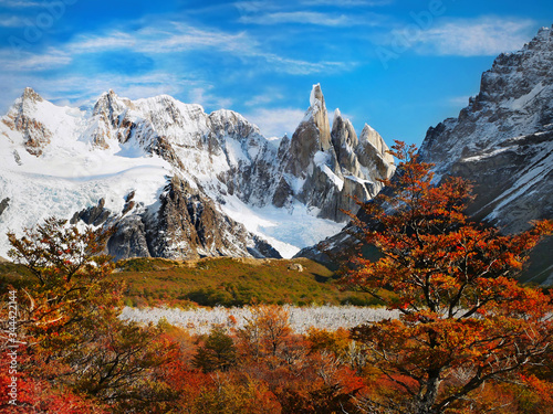 Scenic autumn in the mountains Patagonia