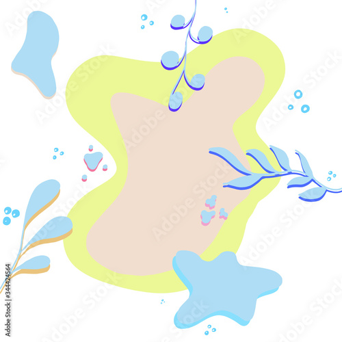Abstarct background with blue plants. Vector illustration. Copy space. Place for text and design. Creative trendy floral pattern