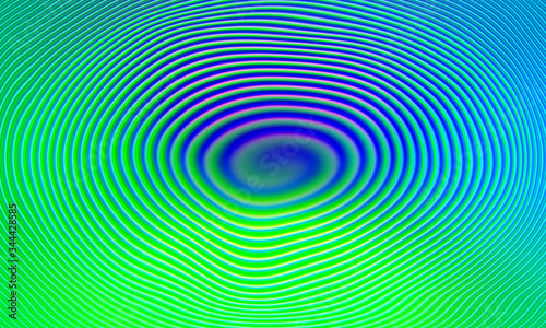 Fingerprint is scanned on the phone screen. Abstract green blue gradient spiral pattern background. Use for concept design technology and science 3d render illustration.