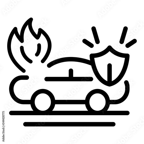 Protect car accident icon. Outline protect car accident vector icon for web design isolated on white background