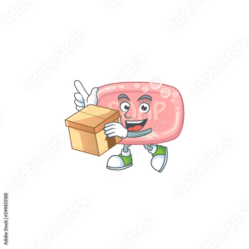 Pink soap cartoon design style having gift box