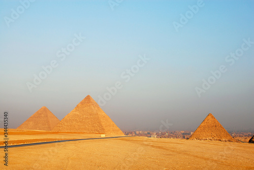 Egyptian pyramids in Giza valley, Egipt. They orders in the same order as stars in Orion constellation