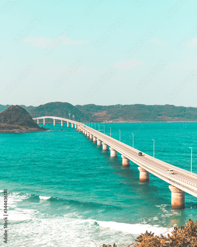 Beautiful Tsunoshima bridge by the sea