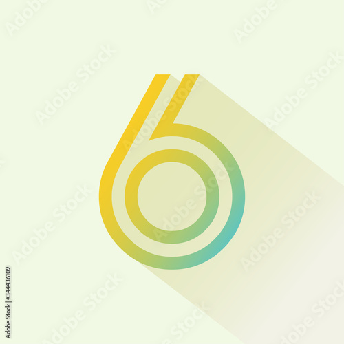Number 6 Logo design vector template. Font Lines Logotype