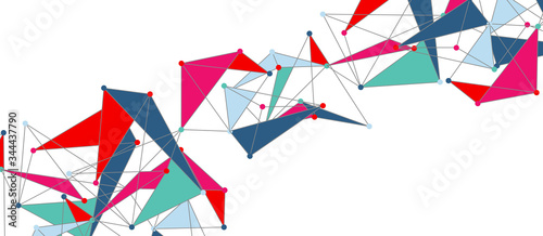 Line points connections, triangular technology design. Abstract geometric background