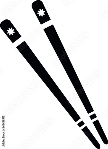 Simple Black Flat Drawing of a Japanese Culture Symbol of  Chopsticks photo