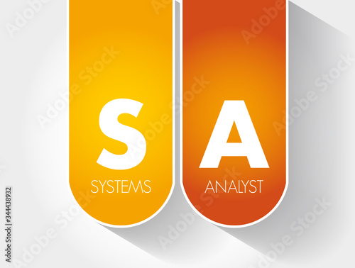 SA - Systems Analyst acronym, technology concept background