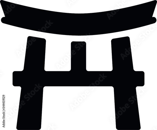 Simple Black Flat Drawing of a Japanese Culture Symbol of  Hiragana Temple Gate Letter photo