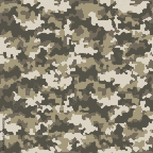 Digital Camouflage Seamless Pattern - Abstract pixelated design of camouflage repeating pattern