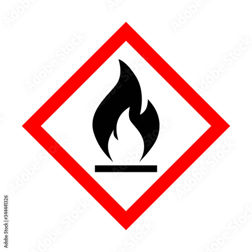 Vector flat style illustration of highly flammable symbol icon isolated on white background