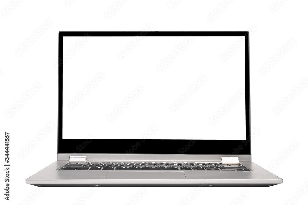 Silver gray color modern laptop isolated on white background with clipping path Silver gray color modern laptop isolated on white background with clipping path