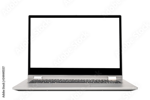 Silver gray color modern laptop isolated on white background with clipping path