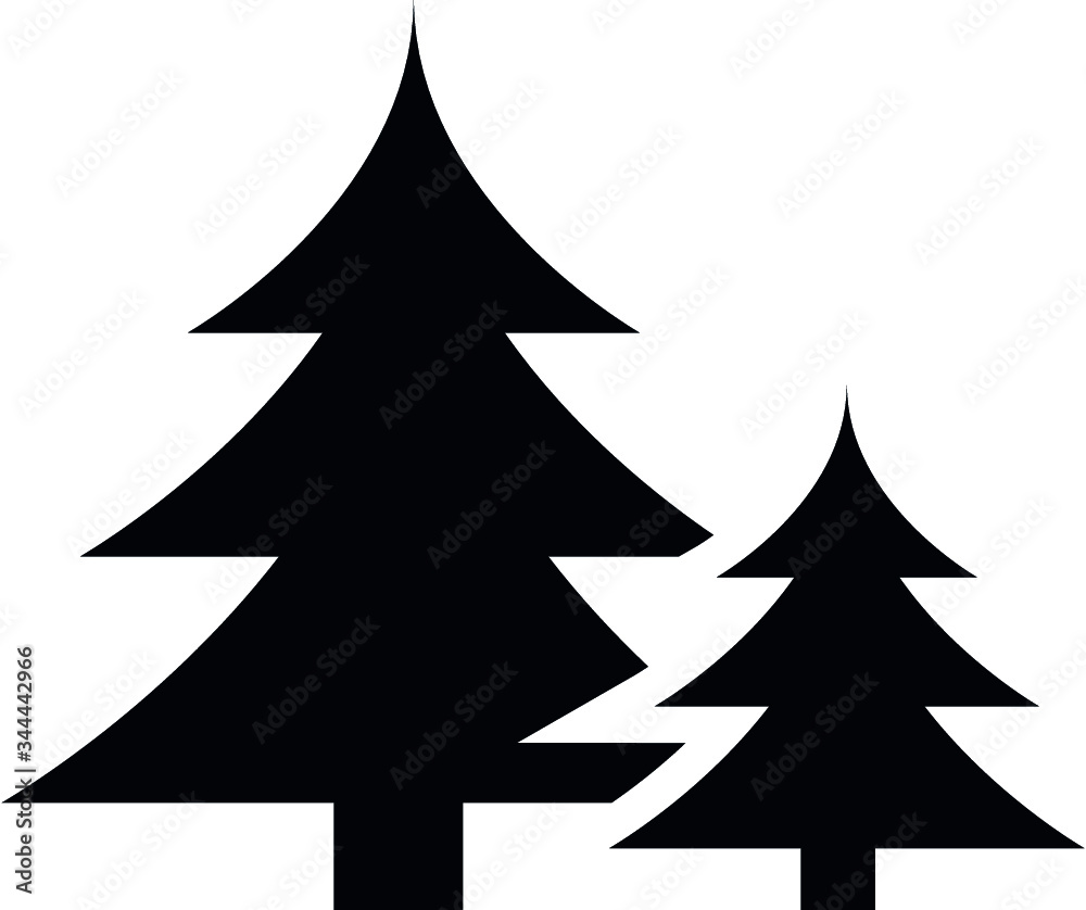 Obraz premium Black Flat Silhouette of Evergreen Forest Symbol