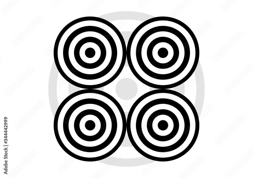 black and white four targets. black and white circles.