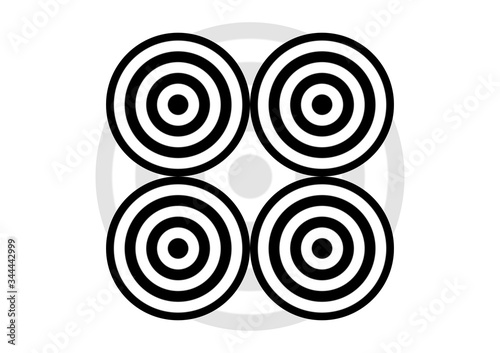 black and white four targets. black and white circles.