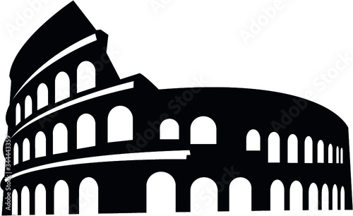 Black Flat Silhouette of Colosseum of Rome