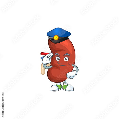 A dedicated Police officer of right human kidney mascot design style