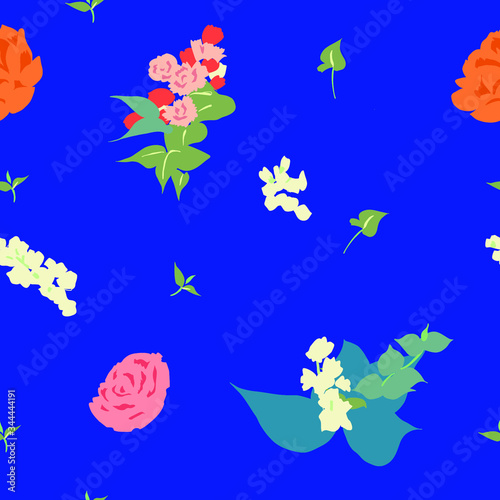 floral repeat pattern.blue back pattern. small flower pattern design.wrapping paper template.flower fabric design.wallpaper design.