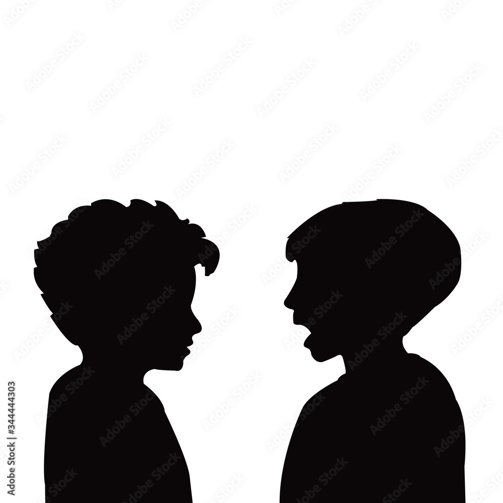 boys talking heads silhouette vector