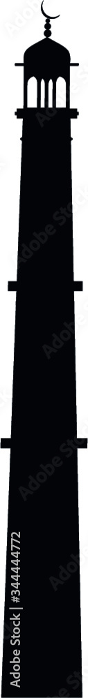 Black Silhouette of a Muslim Islamic Minaret Black Silhouette of a Muslim Islamic Minaret
