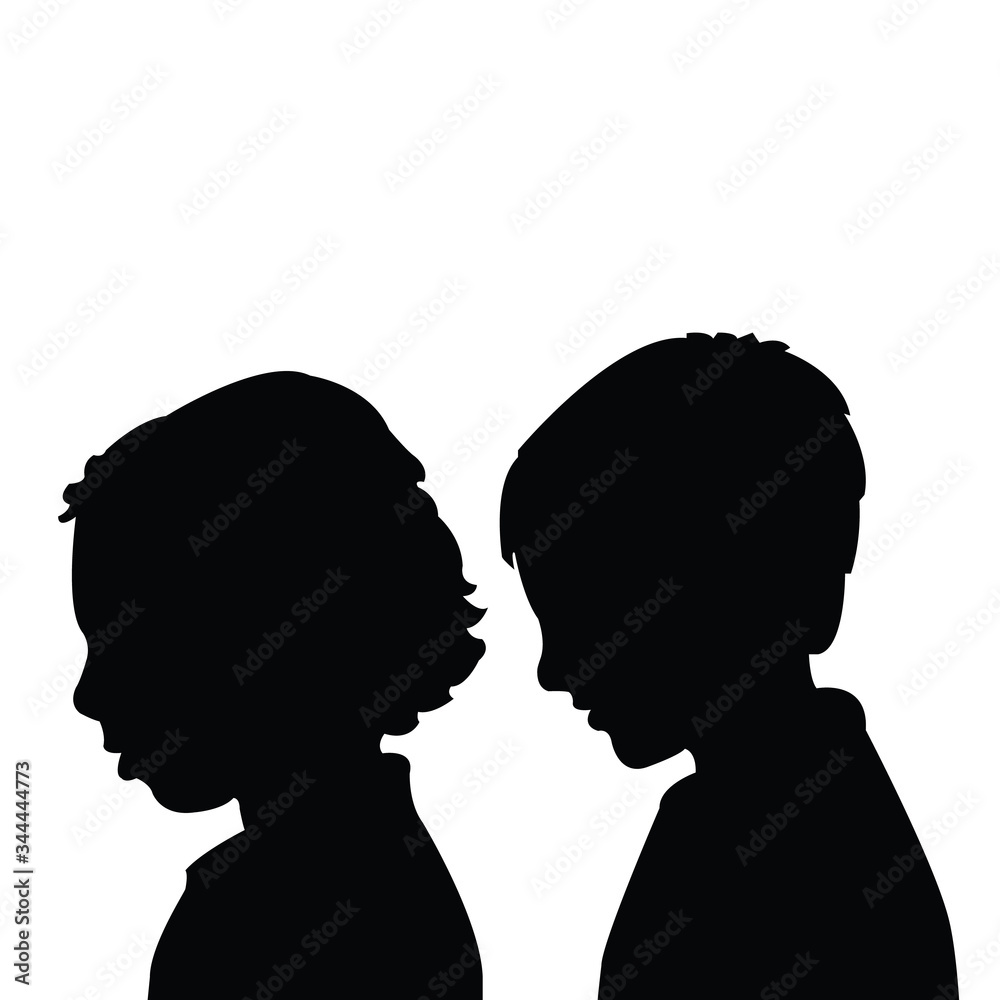 children heads silhouette vector