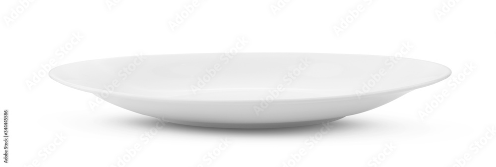 empty white ceramics plate on white background
