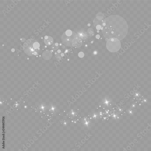 Falling Snow on Gray, Vector.  Christmas Weather. Background.Glow light effect. Vector illustration. Christmas flash. dust. 