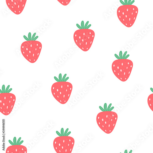 Seamless pattern with cartoon strawberries. colorful vector. hand drawing, flat style. design for fabric, print, textile, wrapper