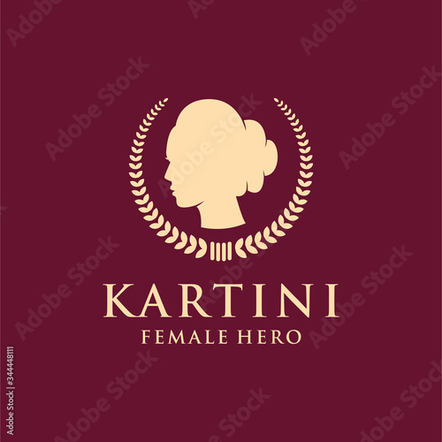 kartini logo concept. modern design. can use for hero logo, national day, female federation and etc. vector of creative logo ideas photo