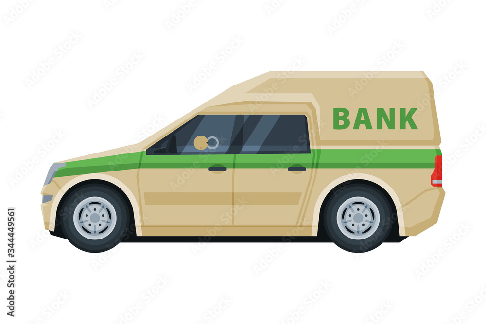 Armored Cash Car, Banking, Currency and Valuables Transportation, Bank Security Finance Service Vector Illustration