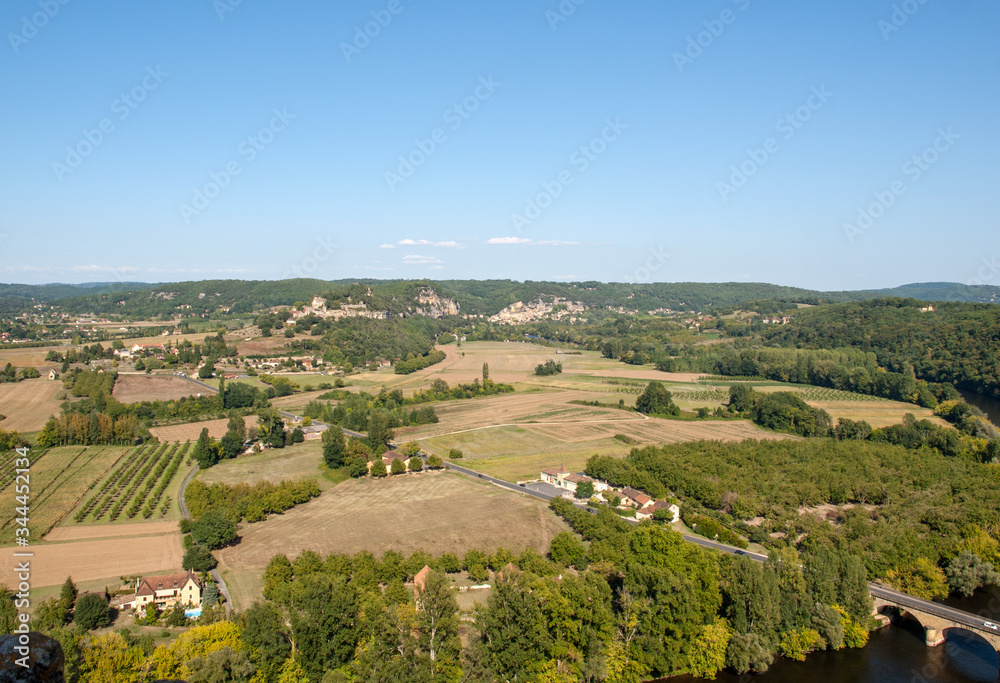 View of the valley of the Dordogne River from Castelnaud Castle, Aquitaine, France