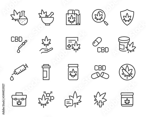 set of cannabis icons, hemp