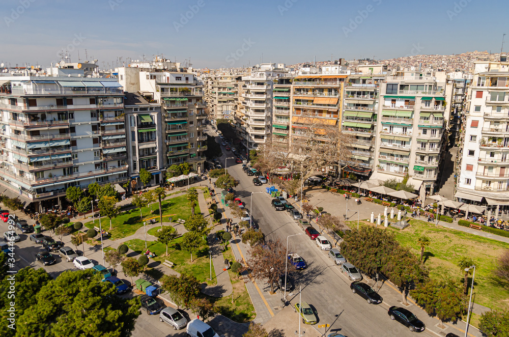 Beautiful panoramic view of Thessaloniki city from the top observation deck