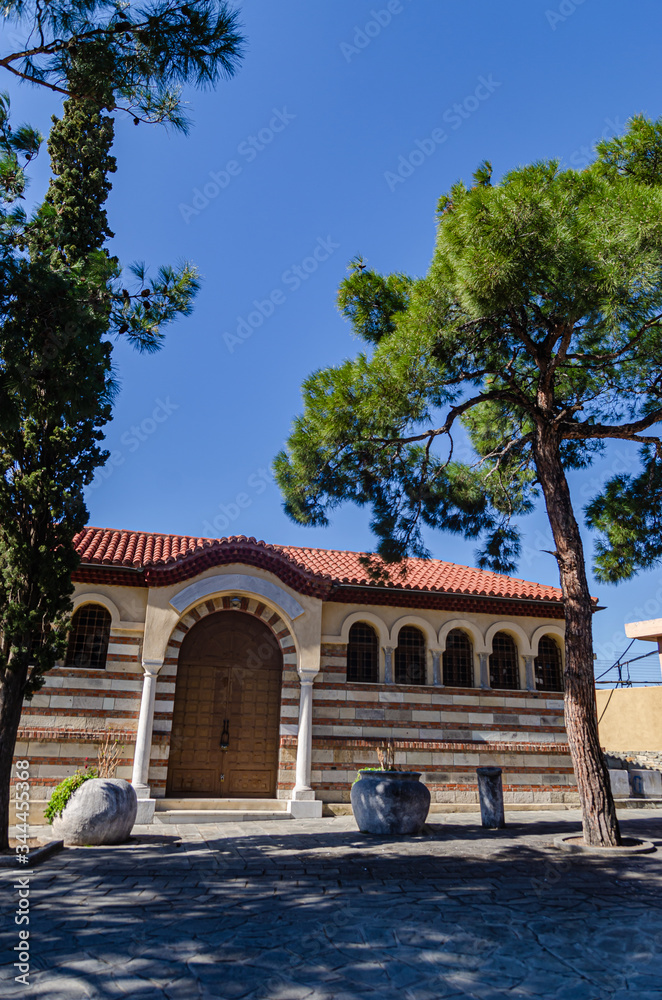 Fototapeta premium The old Greek church Vlatadon Monastery in Thessaloniki in Greece. Ancient religious buildings
