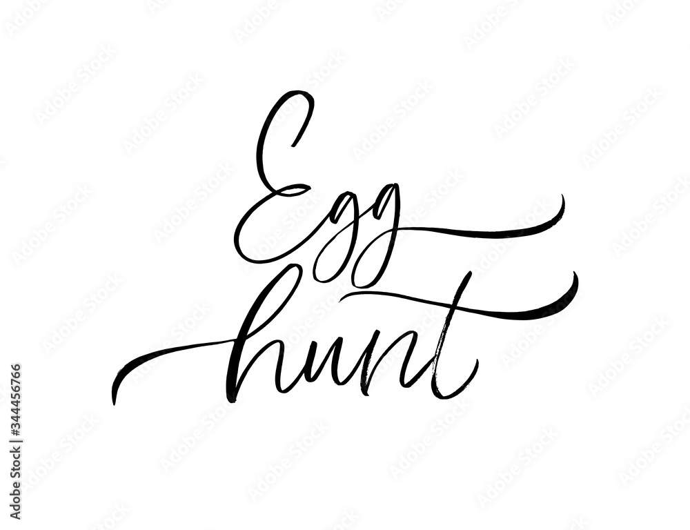 Egg hunt vector modern brush calligraphy. Hand drawn Happy Easter lettering. Ink illustration isolated on white background.