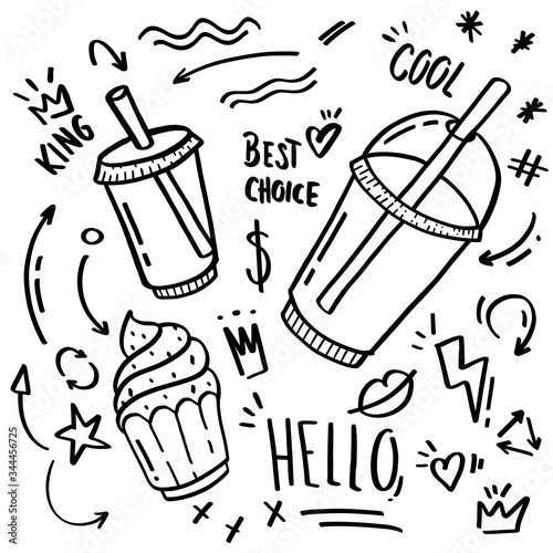 Doodle sketch illustration. Elements in hand drawn style for concept design.