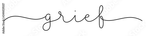 GRIEF black vector monoline calligraphy banner with swashes
