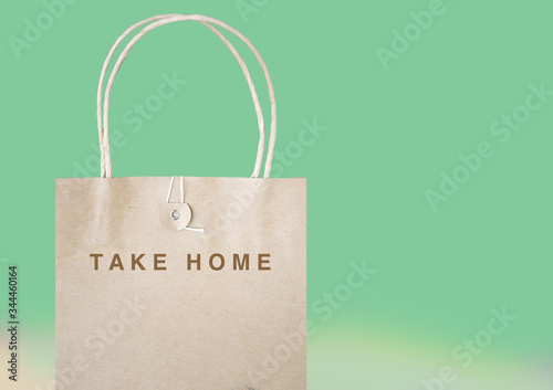 Take Home Paper Bag on Pastel Green Background