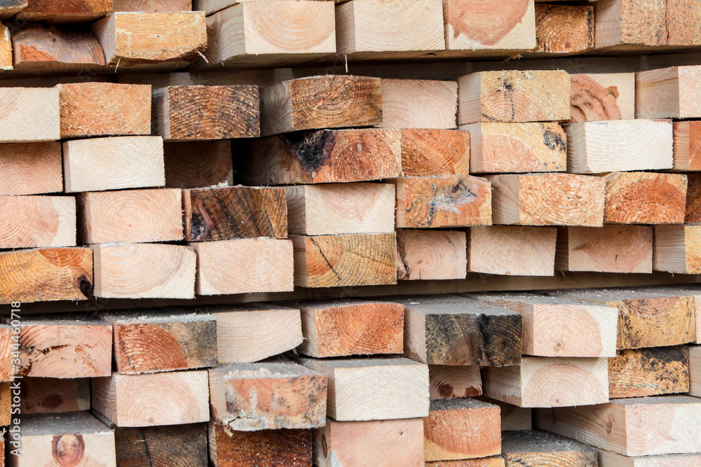Warehouse with products of woodworking boards and timber Warehouse with products of woodworking boards and timber