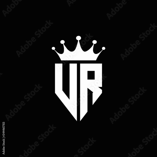 VR logo monogram emblem style with crown shape design template