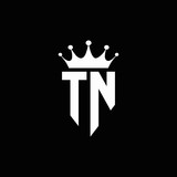 TN logo monogram emblem style with crown shape design template